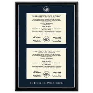 double diploma frame Onexa silver molding The Pennsylvania State University silver embossed with seal